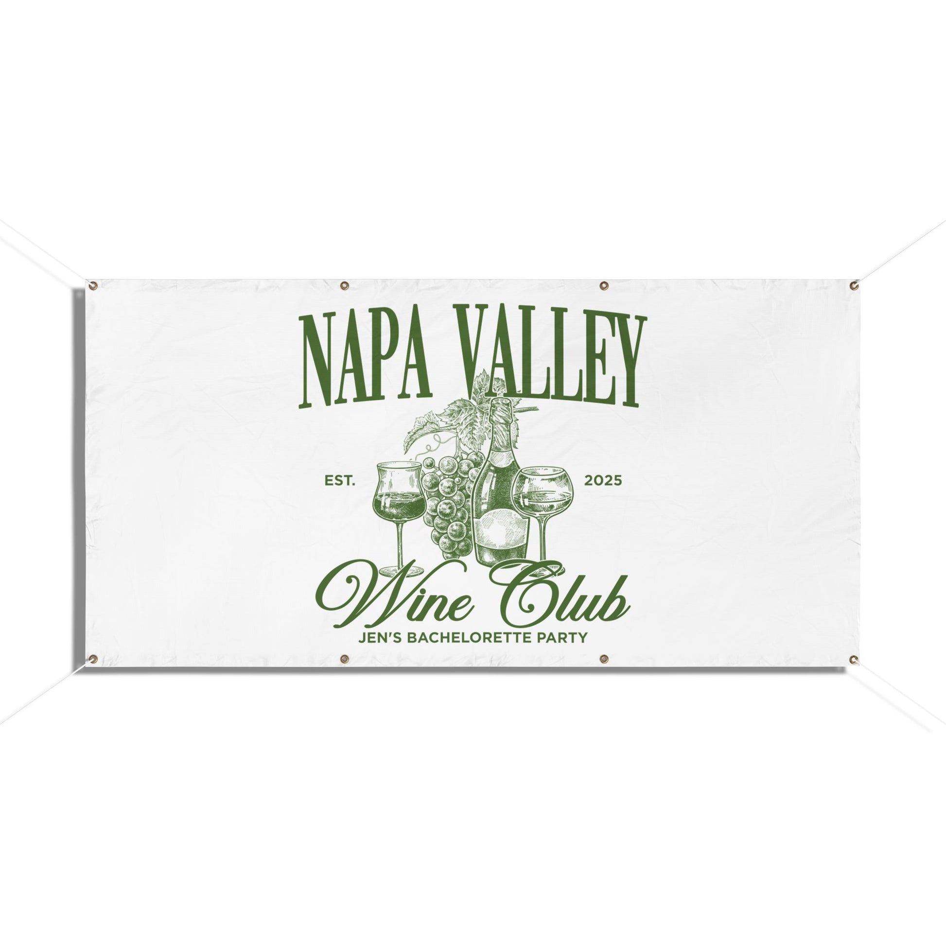 Napa Valley Wine Club banner with wine graphics and text on a white background