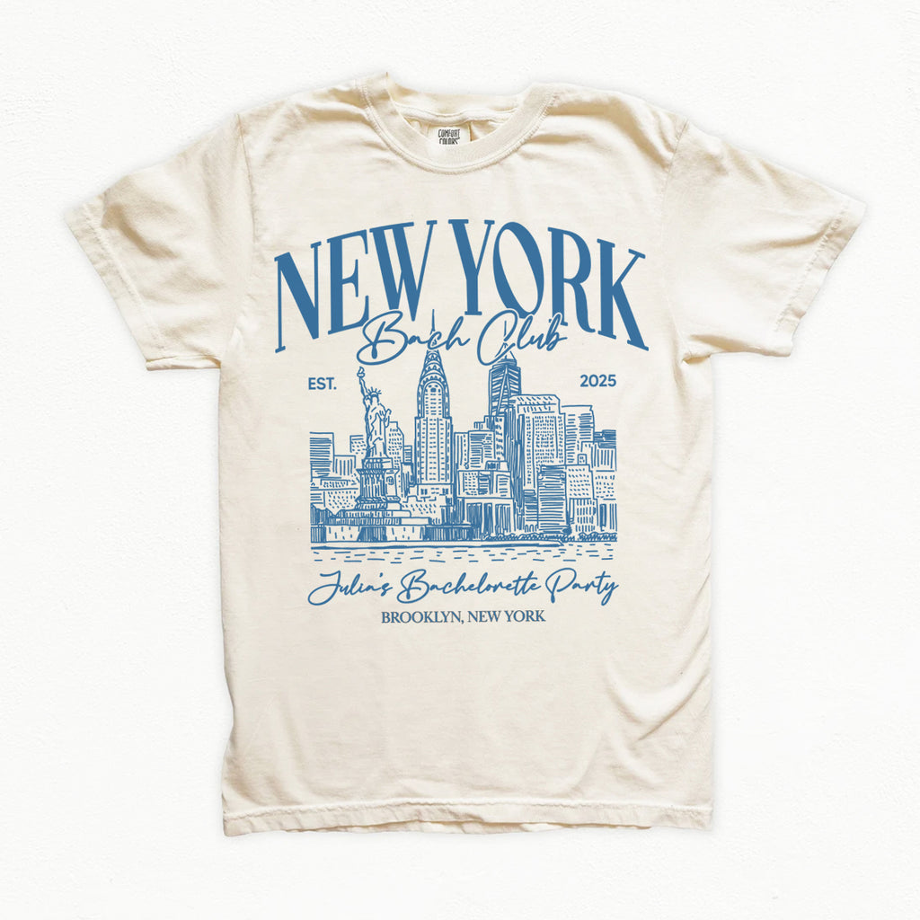 New York bachelorette T shirt, customizable with your own name and city