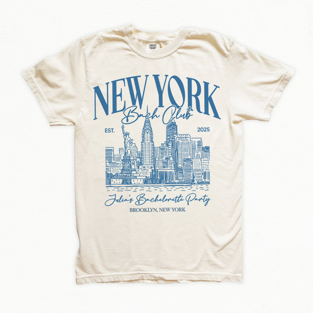 New York bachelorette T shirt, customizable with your own name and city