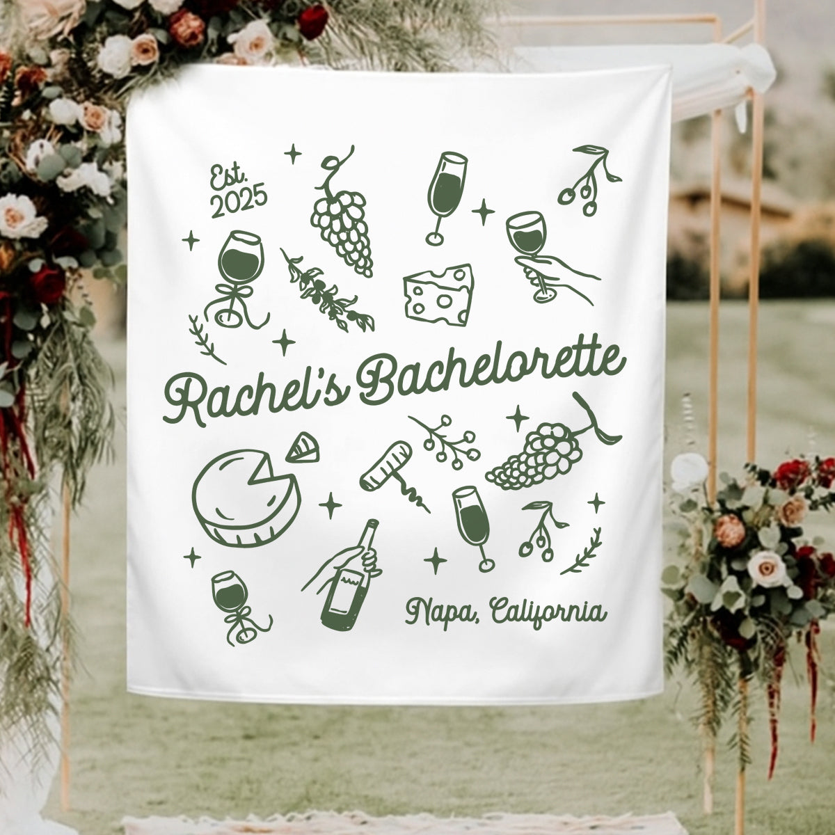 Winery Vineyard Bachelorette Tapestry